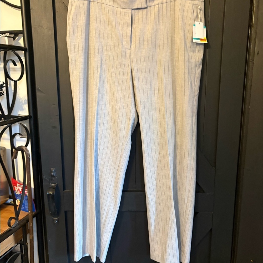 Kasper Beige Light Gray Pinstripe Women's Dress Pants